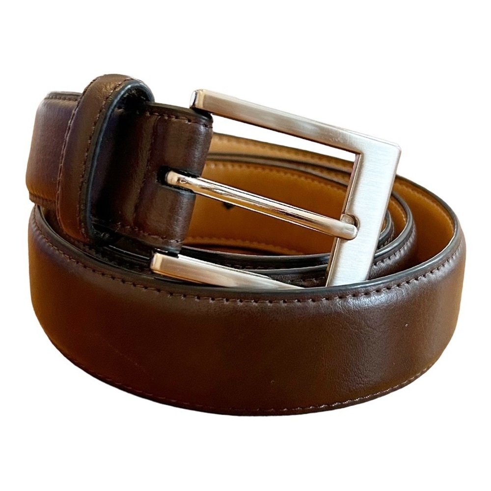 Faux Vegan Leather Men’s Casual Dress‎ Belt in Dark Brown SZ Medium 34-36